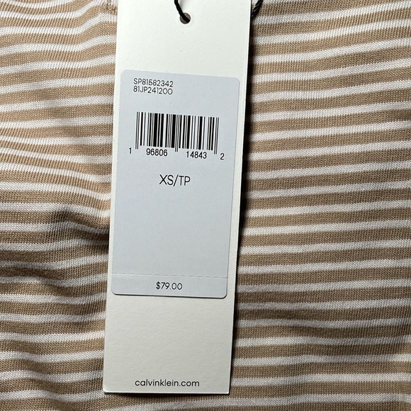 Calvin Klein Mens Smooth Cotton Monogram Logo Feeder Stripe Polo Shirt sz XS - Picture 3 of 10